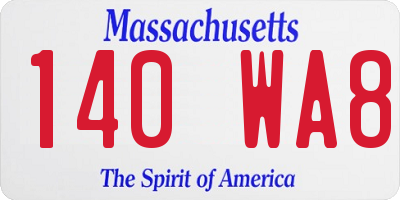 MA license plate 140WA8