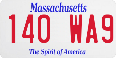 MA license plate 140WA9