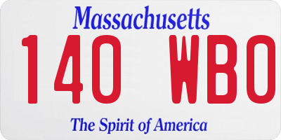 MA license plate 140WB0