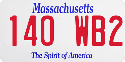 MA license plate 140WB2