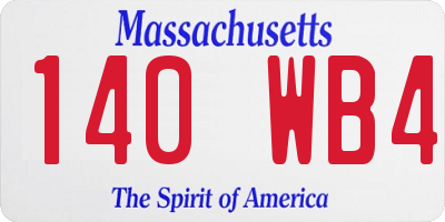 MA license plate 140WB4