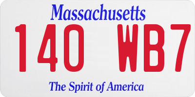 MA license plate 140WB7