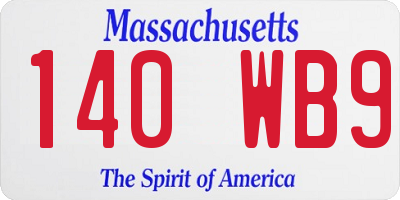 MA license plate 140WB9