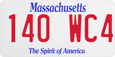 MA license plate 140WC4