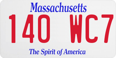 MA license plate 140WC7