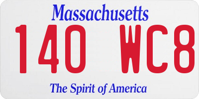 MA license plate 140WC8