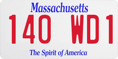 MA license plate 140WD1