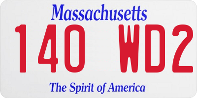 MA license plate 140WD2
