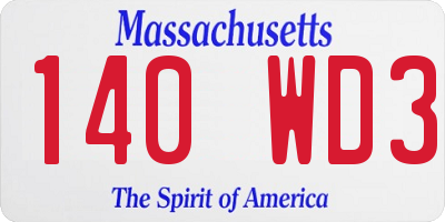 MA license plate 140WD3