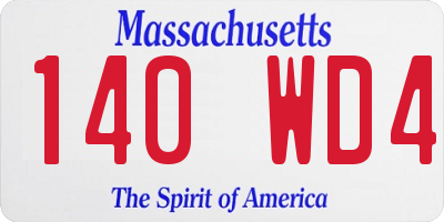 MA license plate 140WD4