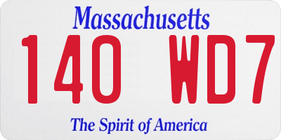 MA license plate 140WD7