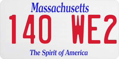 MA license plate 140WE2