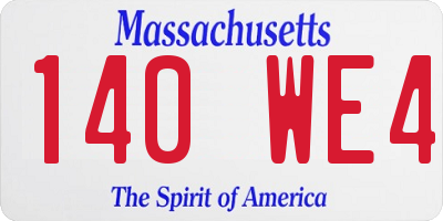 MA license plate 140WE4