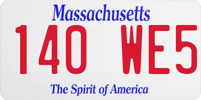 MA license plate 140WE5