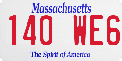 MA license plate 140WE6