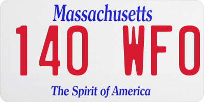 MA license plate 140WF0