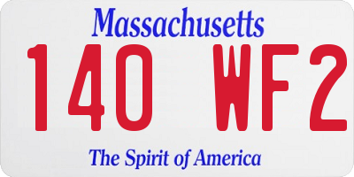 MA license plate 140WF2