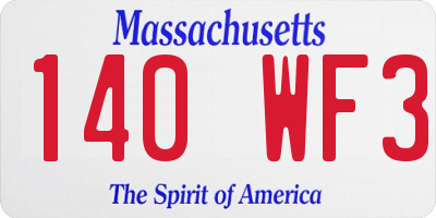 MA license plate 140WF3