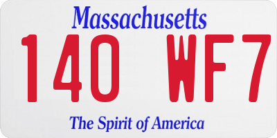 MA license plate 140WF7