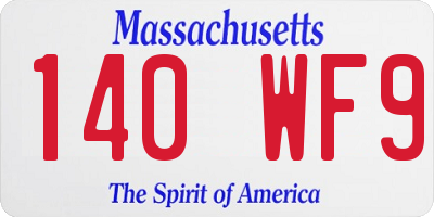 MA license plate 140WF9