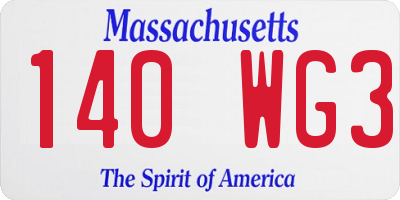 MA license plate 140WG3