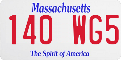 MA license plate 140WG5