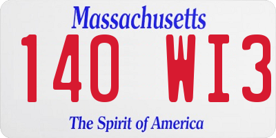 MA license plate 140WI3