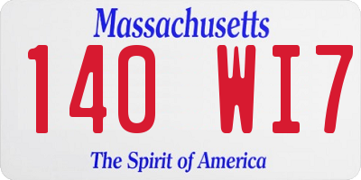 MA license plate 140WI7