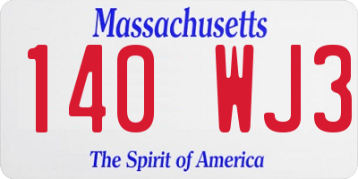 MA license plate 140WJ3
