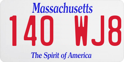 MA license plate 140WJ8