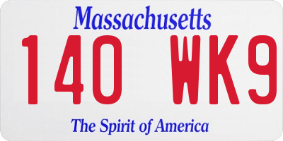 MA license plate 140WK9
