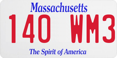 MA license plate 140WM3