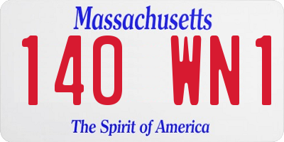 MA license plate 140WN1