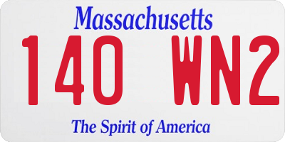 MA license plate 140WN2