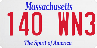 MA license plate 140WN3