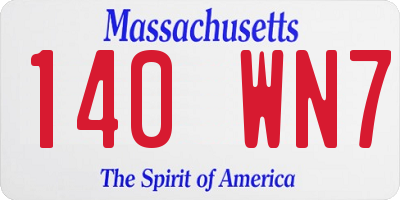 MA license plate 140WN7