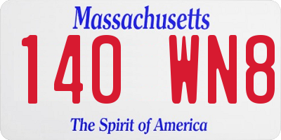 MA license plate 140WN8