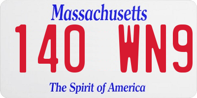 MA license plate 140WN9