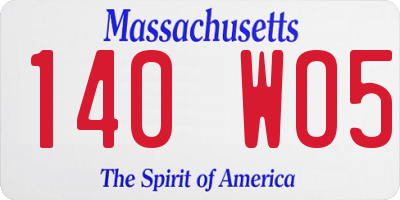 MA license plate 140WO5