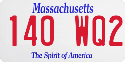 MA license plate 140WQ2