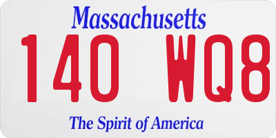 MA license plate 140WQ8
