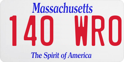 MA license plate 140WR0