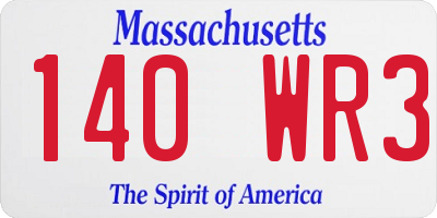 MA license plate 140WR3