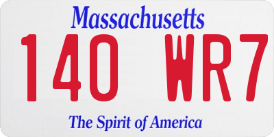 MA license plate 140WR7