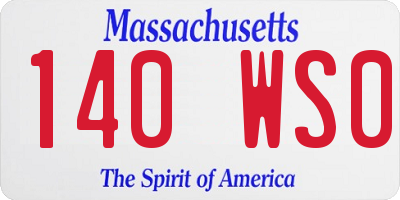 MA license plate 140WS0