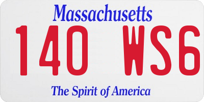 MA license plate 140WS6