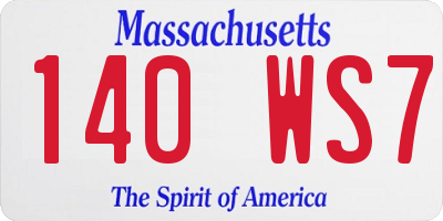 MA license plate 140WS7