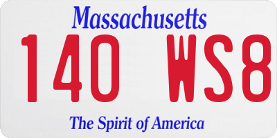 MA license plate 140WS8