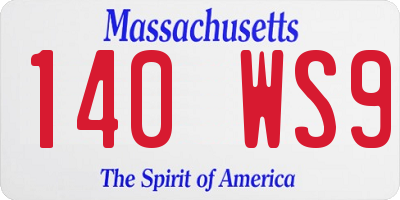 MA license plate 140WS9