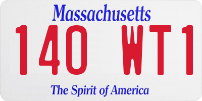 MA license plate 140WT1